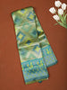 Olive Green Ikat Zari Woven Design Art Silk Saree with Contrast Peacock Zari Border