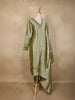 Olive Green Jacquard Tissue Silk Salwar Suit with Dupatta