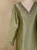 Olive Green Jacquard Tissue Silk Salwar Suit with Dupatta