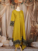 Olive Green Kalamkari Printed Design Cotton Anarkali Salwar Suit with Matching Dupatta