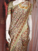 Olive Green Kalamkari Printed Semi Silk Saree with Contrast Border