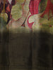 Olive Green Leaf Printed Design Crepe Silk Casual Wear Saree