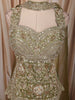 Olive Green Leaf Vine Sequins and Beads Embroidered Design Tissue Organza Party Wear Palazzo Suit with Matching Choker Dupatta