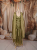 Olive Green Leaf Vine Sequins and Beads Embroidered Design Tissue Organza Party Wear Palazzo Suit with Matching Choker Dupatta