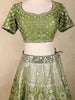 Olive Green Mirror Embroidered Banarasi Silk Lehenga Set with Dupatta