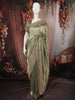 Olive Green Paisley Zari Woven Design Pure Banarasi Festive Saree with Scalloped Border