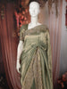 Olive Green Paisley Zari Woven Design Pure Banarasi Festive Saree with Scalloped Border