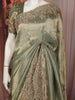 Olive Green Paisley Zari Woven Design Pure Banarasi Festive Saree with Scalloped Border