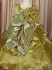 Olive Green Sequins Embroidered Design Organza Kids Party Frock With 3D Floral Appliqué
