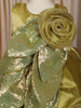 Olive Green Sequins Embroidered Design Organza Kids Party Frock With 3D Floral Appliqué