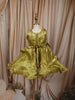 Olive Green Sequins Embroidered Design Organza Kids Party Frock With 3D Floral Appliqué