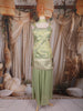 Olive Green Sequins Embroidered Design Silk Palazzo Suit with Dupatta