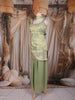 Olive Green Sequins Embroidered Design Silk Palazzo Suit with Dupatta