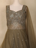 Olive Green Sequins Embroidered Net Gown with Attached Dupatta