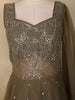 Olive Green Sequins Embroidered Net Gown with Attached Dupatta