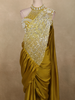 Olive Green Sequins and Beads Embroidered Design Georgette Ready To Wear Saree with Designer Blouse