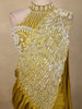Olive Green Sequins and Beads Embroidered Design Georgette Ready To Wear Saree with Designer Blouse
