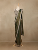 Olive Green Solid Design Chiffon Ready To Wear Saree with Designer Blouse
