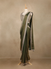 Olive Green Solid Design Chiffon Ready To Wear Saree with Designer Blouse