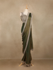 Olive Green Solid Design Chiffon Ready To Wear Saree with Designer Blouse