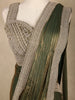Olive Green Solid Design Chiffon Ready To Wear Saree with Designer Blouse