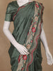 Olive Green Solid Design Semi Tussar Saree