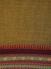 Olive Green Solid Woven Design Cotton Saree with Contrast Border