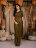 Olive Green Stone Embellished Design Tussar Fancy Saree with kalamkari Blouse