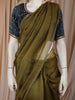 Olive Green Stone Embellished Design Tussar Fancy Saree with kalamkari Blouse