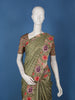 Olive Green Striped Design Art Silk Saree