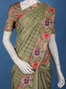 Olive Green Striped Design Art Silk Saree