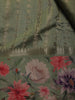 Olive Green Striped Design Art Silk Saree