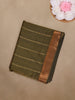 Olive Green Striped Woven Cotton Saree
