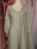 Olive Green Stripes Bead Design Tissue Organza Salwar Suit