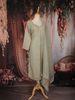 Olive Green Stripes Bead Design Tissue Organza Salwar Suit
