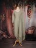 Olive Green Stripes Bead Design Tissue Organza Salwar Suit
