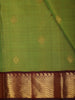 Olive Green Traditional Butta Woven Design Pure Kanchipuram Silk Saree with Contrast  Zari Border