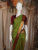 Olive Green Traditional Butta Woven Design Pure Kanchipuram Silk Saree with Contrast  Zari Border