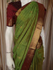 Olive Green Traditional Butta Woven Design Pure Kanchipuram Silk Saree with Contrast  Zari Border