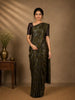 Olive Green Zigzag Woven Kota Cotton Saree