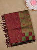 Olive Green and Maroon Elephant Motif Woven Art Silk Saree with Zari Border