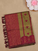 Olive Green and Maroon Woven Art Silk Saree with Geometric Zari Border