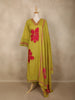 Olive Green  Floral Printed Design Cotton Straight Cut Salwar Suit with Dupatta