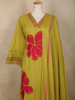 Olive Green  Floral Printed Design Cotton Straight Cut Salwar Suit with Dupatta