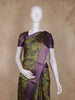 Olive Green and Purple Floral Woven Design Mixed Cotton Fancy Saree with Zari Border
