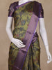 Olive Green and Purple Floral Woven Design Mixed Cotton Fancy Saree with Zari Border