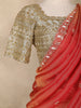 Olive Green Floral Woven Silk Lehenga with Draped Dupatta
