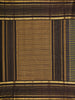 Olive Green and Royal Blue Striped Zari Woven Design Pure Kanchipuram Silk Saree with Contrast Zari Border