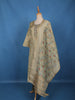 Olive Grey Embroidered Tussar Silk Straight Cut Salwar Suit With Woven Dupatta