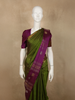 Olive Moss Green Butta Zari Woven Design Pure Kanchipuram Silk Saree with Contrast  Traditional Zari Border